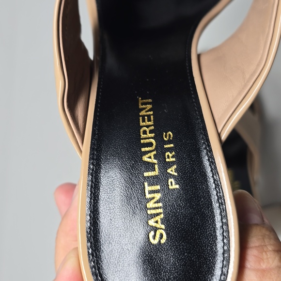 Saint Laurent Beige Patent Leather Lou Lou Mules Size 39 - Picture 6 of 7